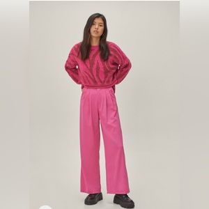 Nasty Gal Wide Leg Pink Trousers